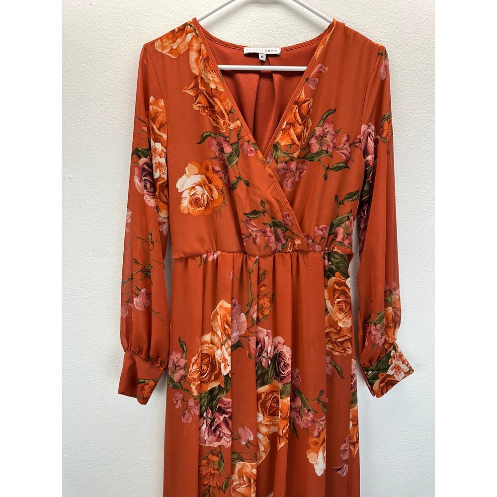 Baltic Born Lydia Rust Floral Maxi Dress Long Sleeves Med - Picture 4 of 8